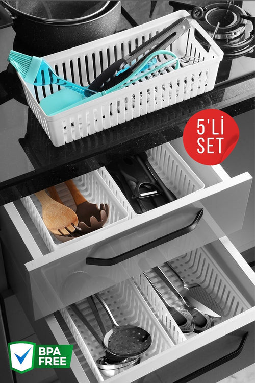 5 Adet Çekmece İçi Bıçaklık & Kaşıklık Organizer