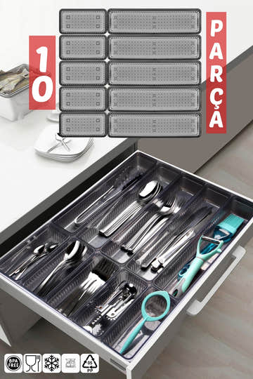 10 Parça Çekmece İçi Kaşıklık, Düzenleyici, Organizer