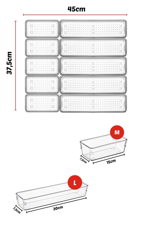 10 Parça Çekmece İçi Kaşıklık, Düzenleyici, Organizer