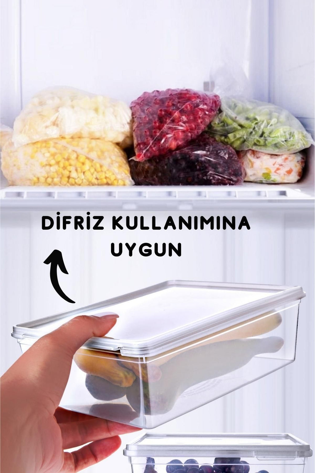 10 Adet Kendinden Kapaklı Derin Dondurucuya Uygun Saklama Kabı 1 Lt