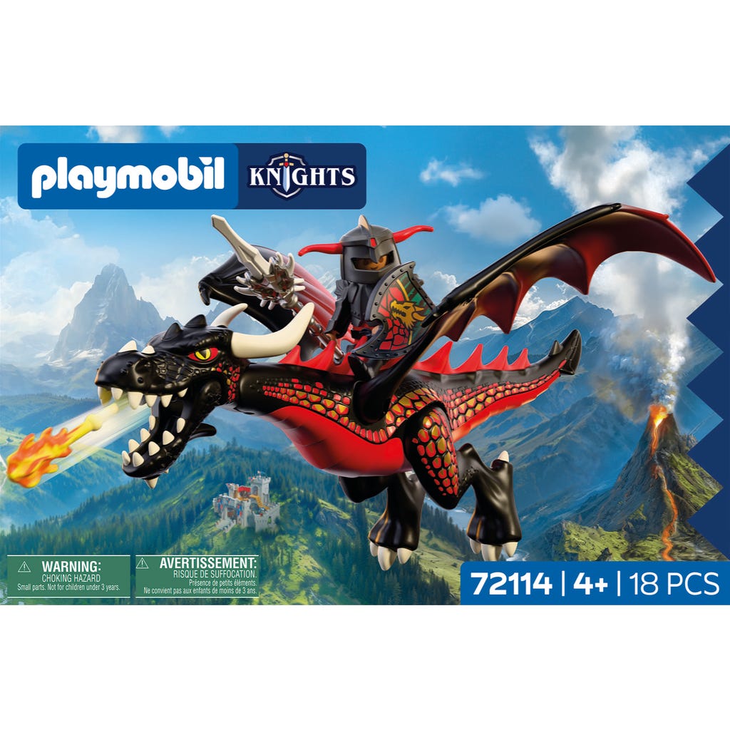 Playmobil Knights Siyah Ejderha ve Şövalye 72114 | 18 Parça Alev Fırlatmalı Oyun Seti