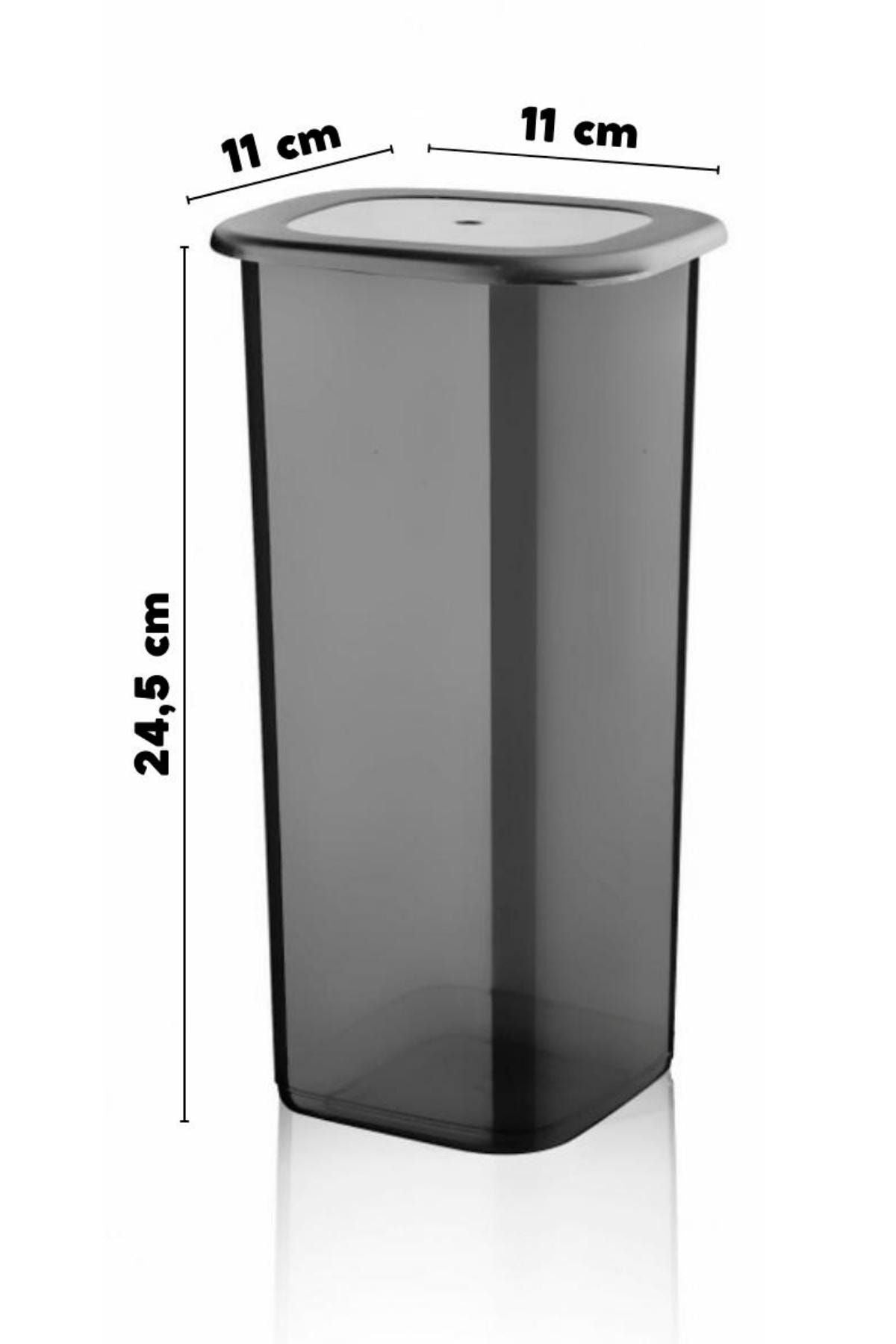 Etiketli 12 Adet 1750 Ml Ekonomik Kırılmaz Antrasit Saklama Kabı