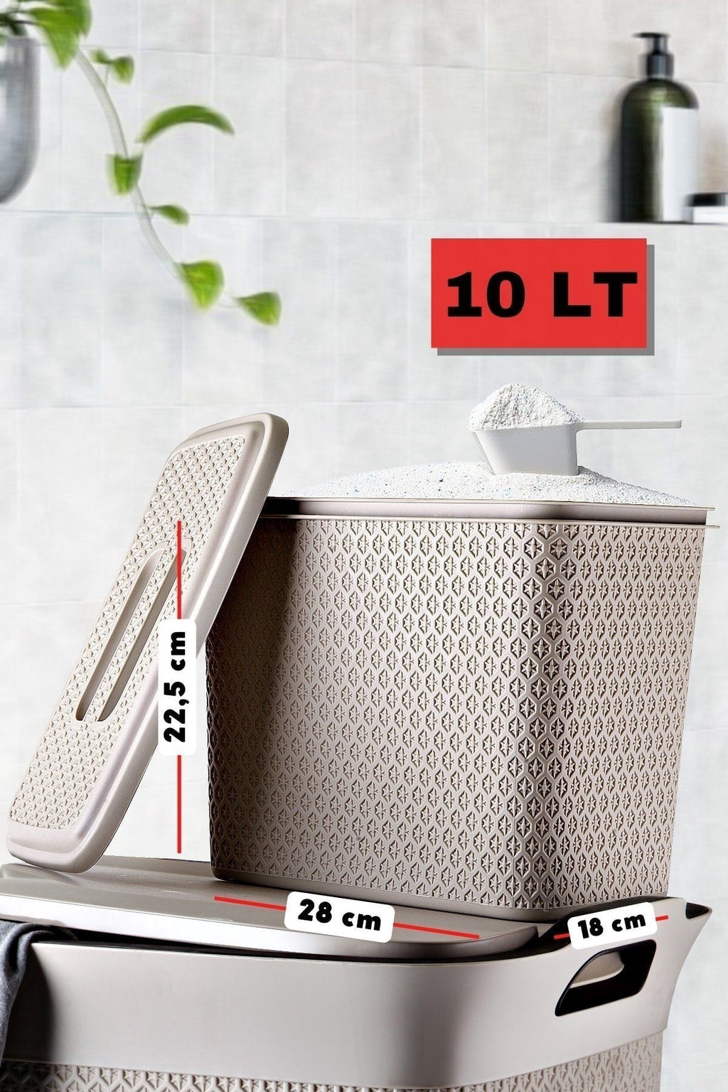 3'lü Set Dekoratif Safir Desenli Banyo Kirli Sepeti, Deterjan Kutusu Ve Çok Amaçlı Sepet