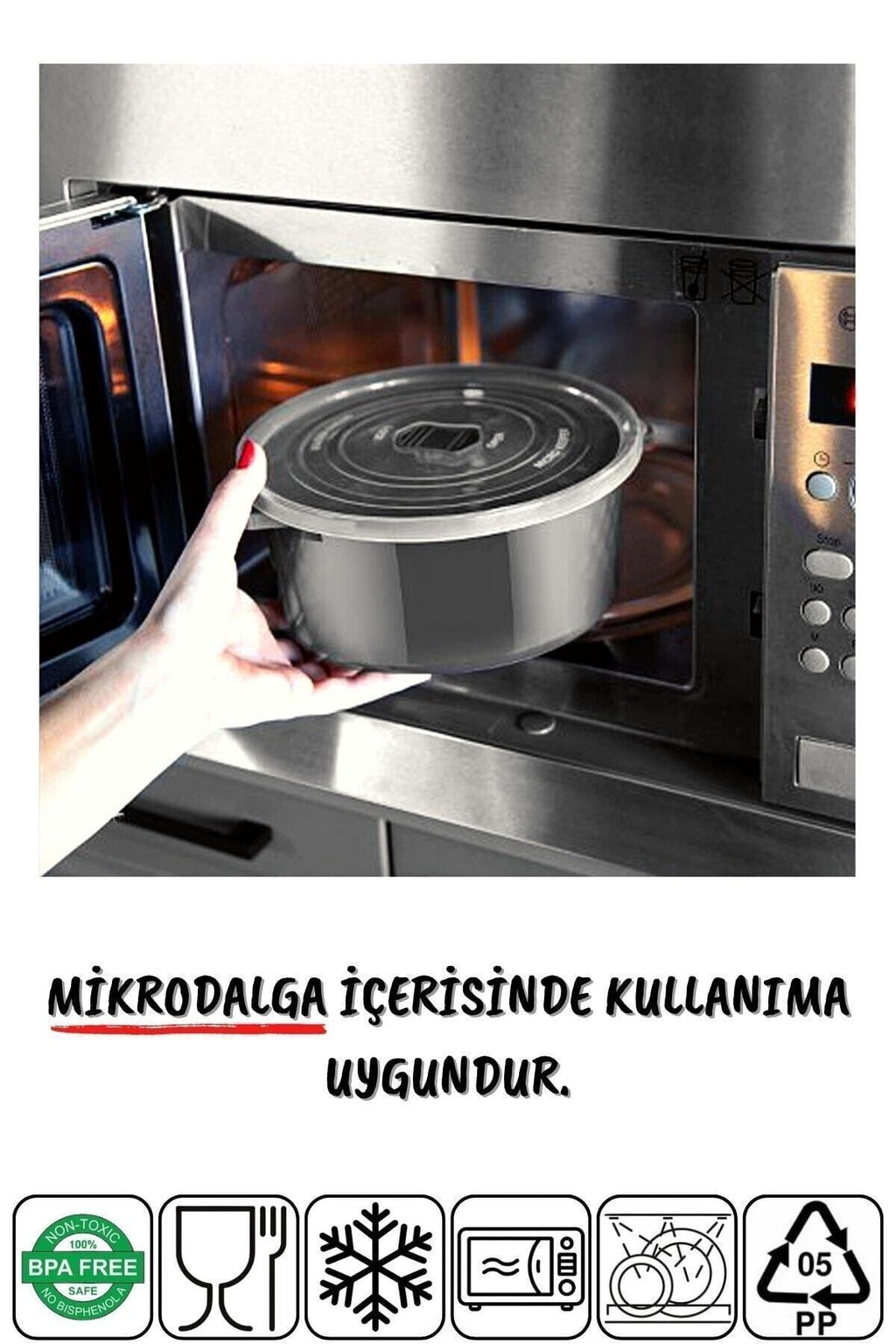 Mikrodalga Ve Difrizde Kullanılabilen Saklama Kabı Seti Yuvarlak 12'li Mürdüm