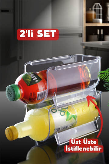 Kat Kat Istiflenebilir Clear Şişe Organizeri 2 Adet Şeffaf - BDD-39