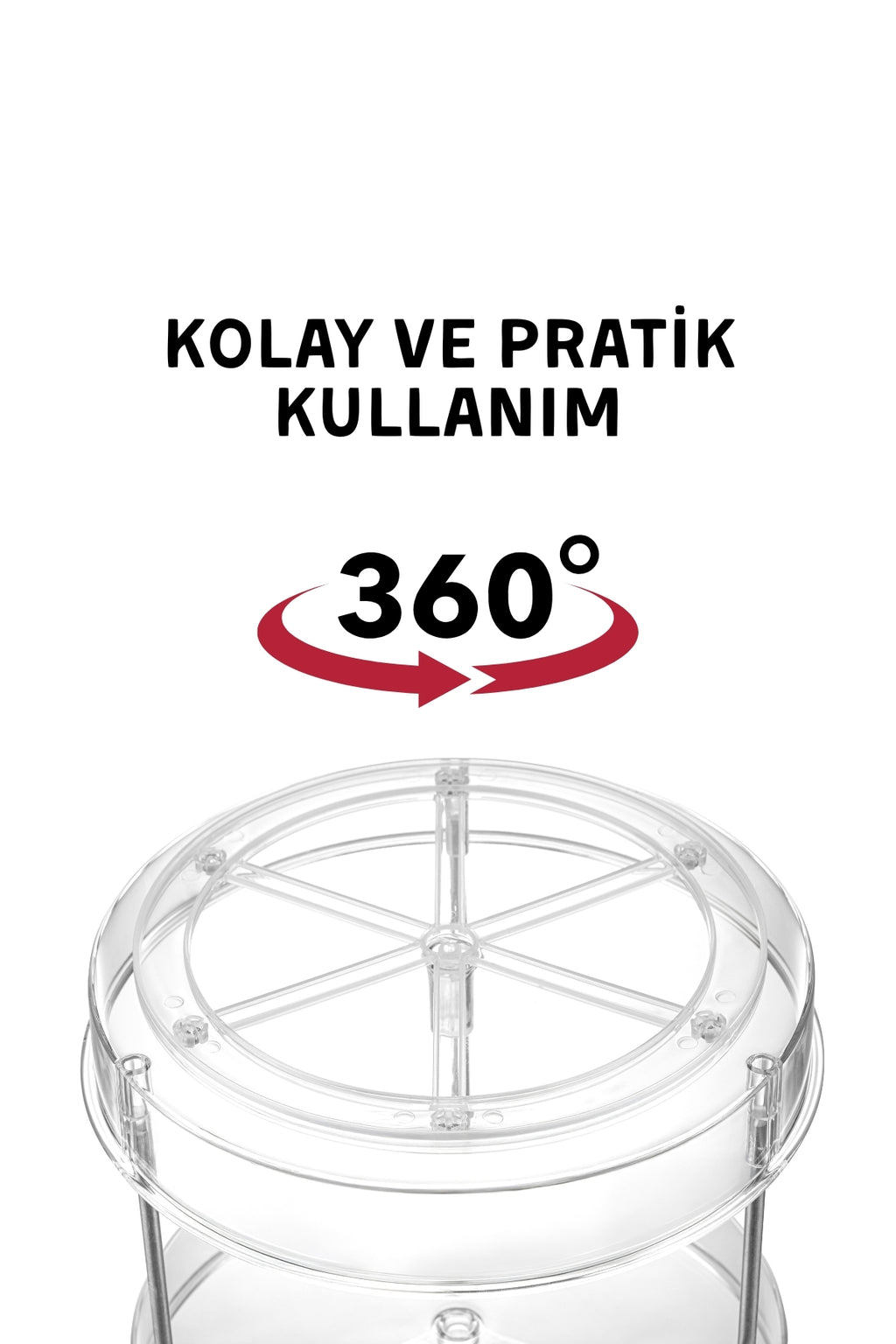 2 Katlı, Çok Amaçlı, Düzenleyici Döner Raf Şeffaf