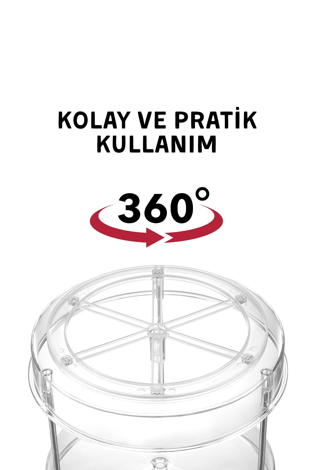 2 Katlı, Çok Amaçlı, Düzenleyici Döner Raf Şeffaf