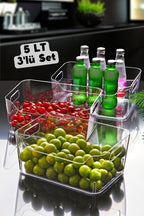 5 Lt Clear Buzdolabı & Dolap Içi Düzenleyici Organizer 3 Adet 27x19x11,5 Cm
