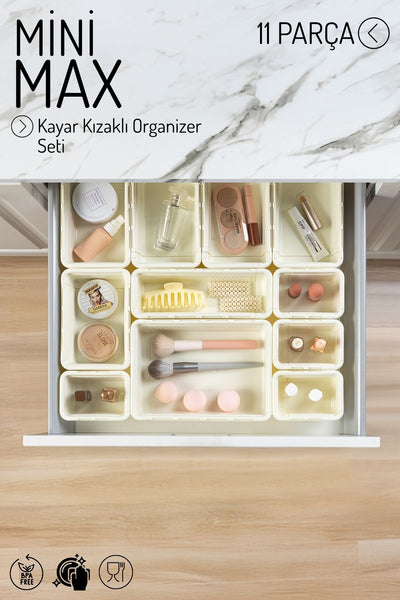 11 Parça MiniMax Ayarlanabilir Kayar Kızaklı Çekmece Organizeri