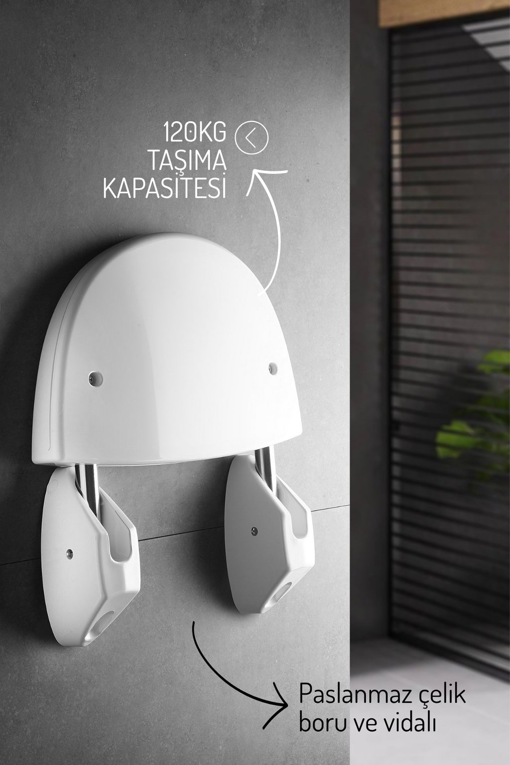 Duvara Monte Açılır Kapanır Küvet Oturağı - Yaşlı ve Bedensel Engelli Destek