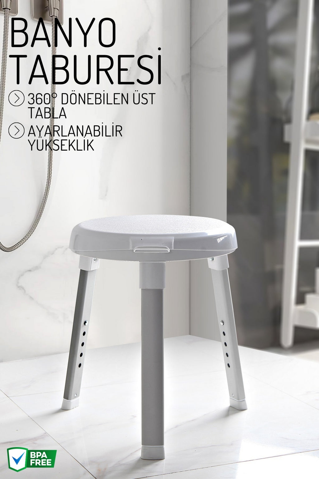 Döner Tablalı Banyo Taburesi, Yaşlı ve Bedensel Engelli Destek