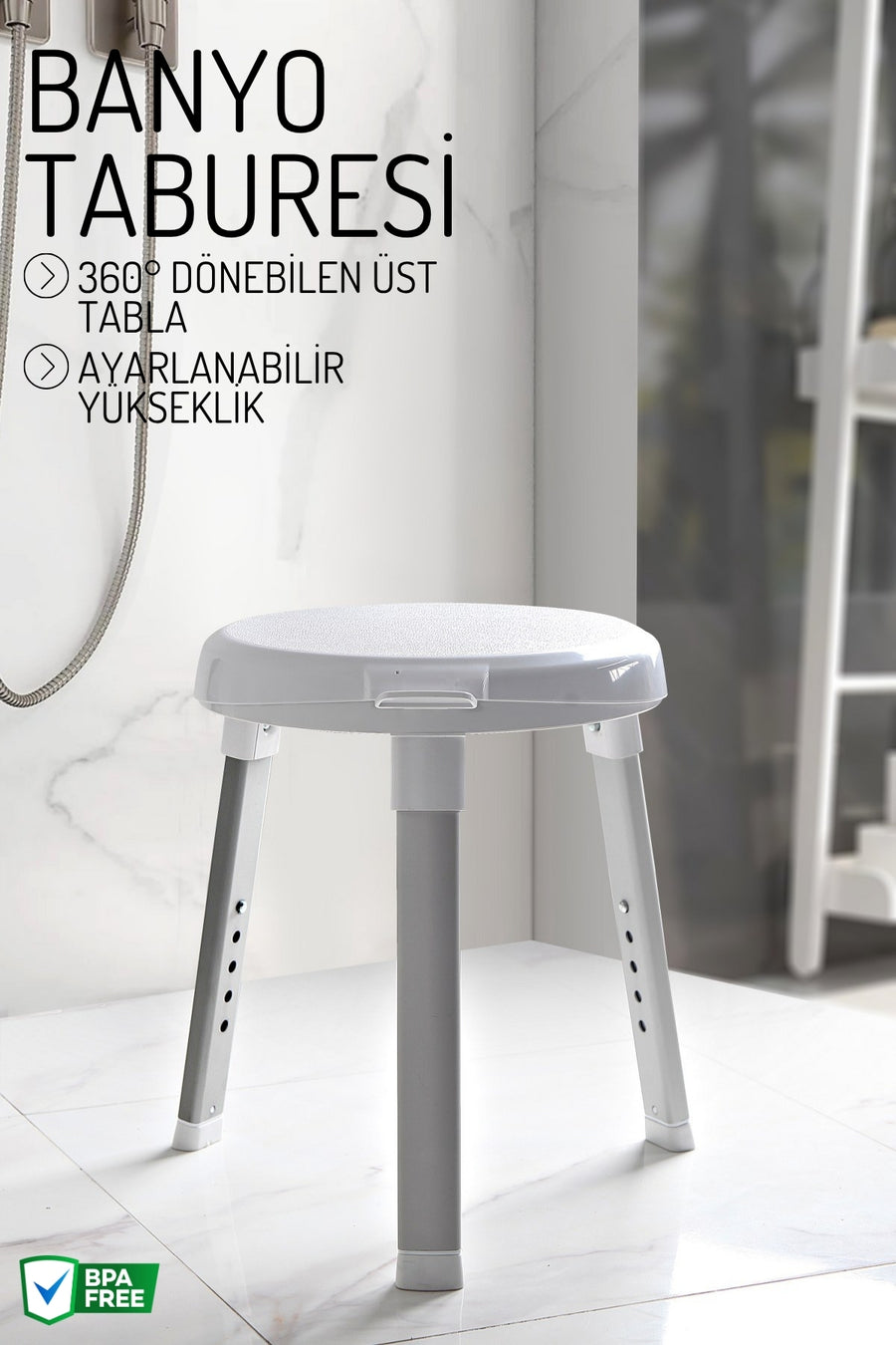 Döner Tablalı Banyo Taburesi, Yaşlı ve Bedensel Engelli Destek