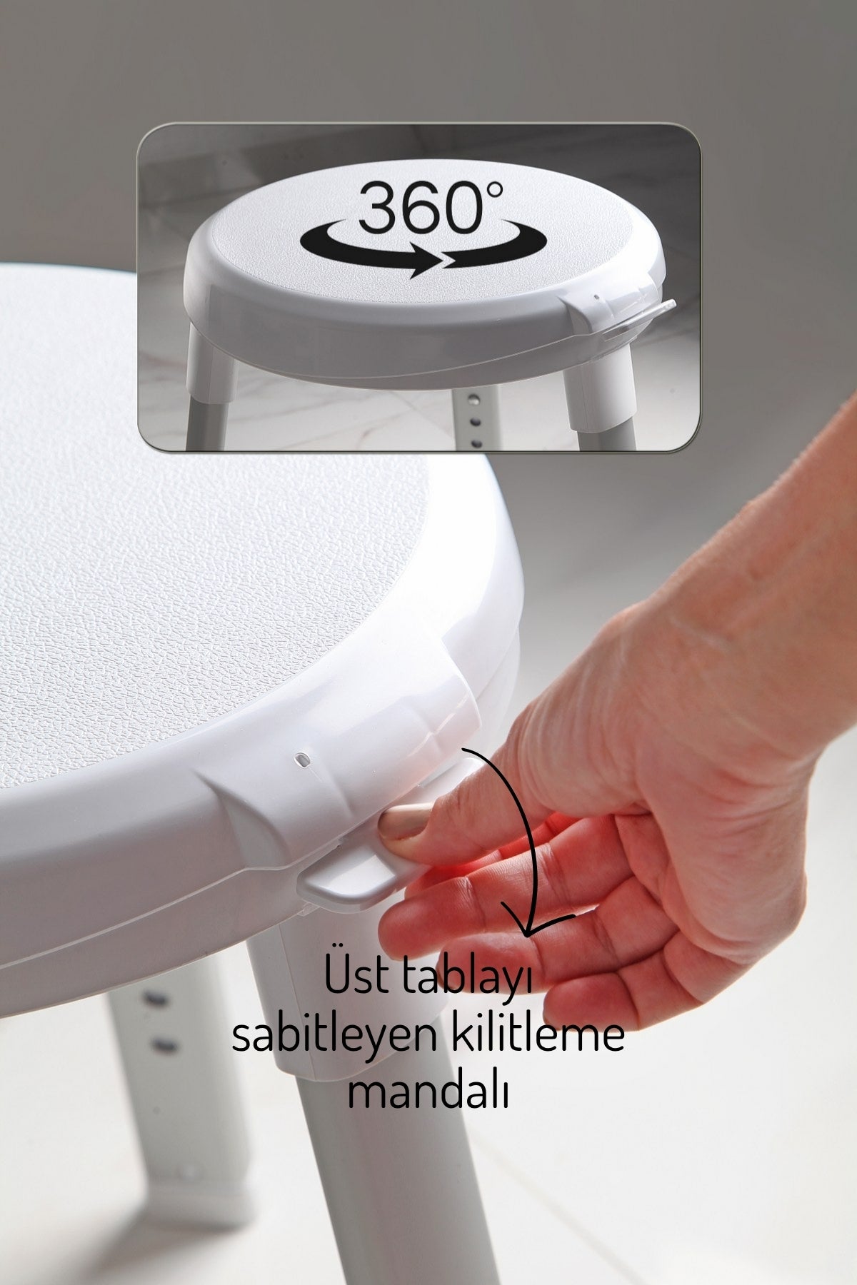 Döner Tablalı Banyo Taburesi, Yaşlı ve Bedensel Engelli Destek