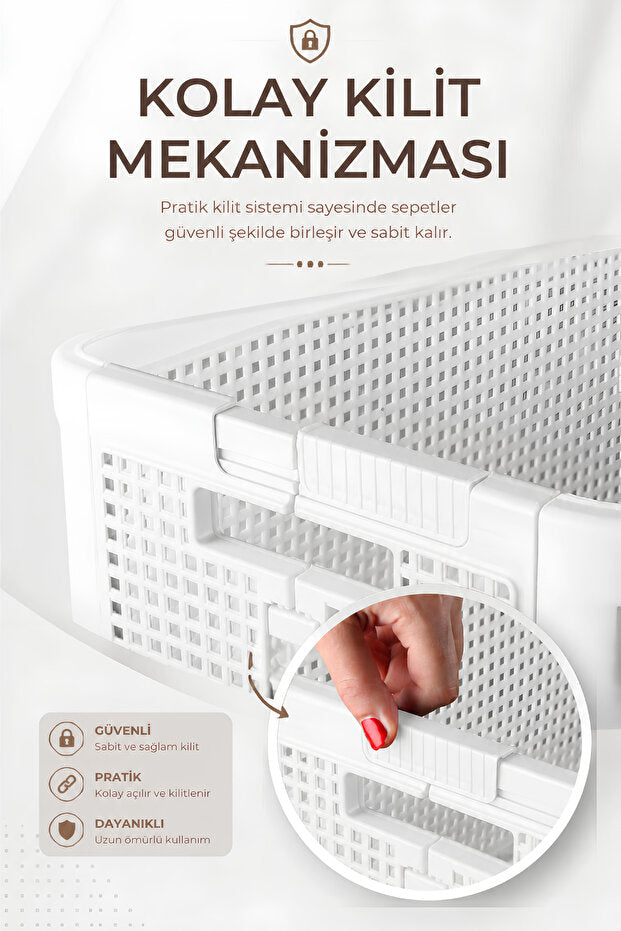 Smart Duo 32 L Katlanabilir Çamaşır Sepeti Beyaz | Kilitli ve Yer Tasarruflu Düzenleyici Sepet