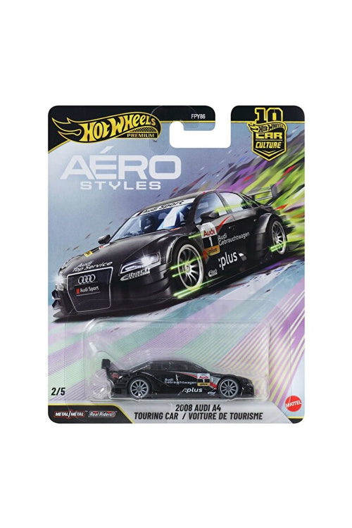 Hot Wheels Premium Car Culture Aéro Styles 2008 Audi A4 Touring Car Siyah 1:64 Model Araba | JKF04