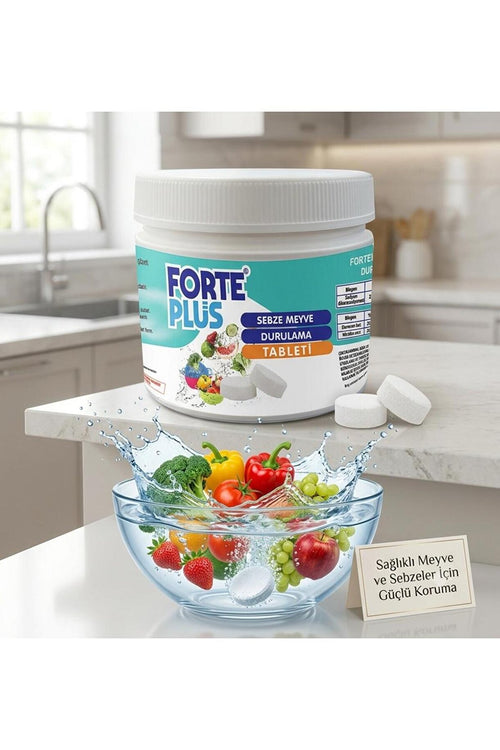 Forte Plus Sebze ve Meyve Durulama Tableti 5 g x 100 Adet | Efervesan Meyve Sebze Yıkama Tableti