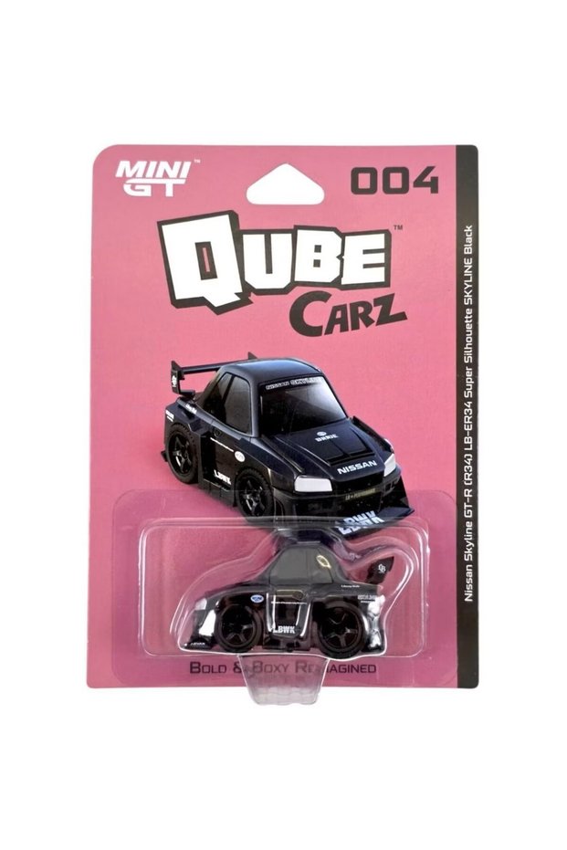 Mini GT Qube Carz Nissan Skyline LB-ER34 Super Silhouette Siyah Model Araba | 004 Blister Paket