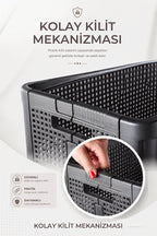 Smart Duo 32 L Katlanabilir Çamaşır Sepeti Antrasit | Kilitli ve Yer Tasarruflu Düzenleyici Sepet