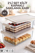 2'li Set 5Lt. Decobox Çok Amaçlı Saklama Kabı - Piknik Taşıma Seti - 5Lt.(Krem)