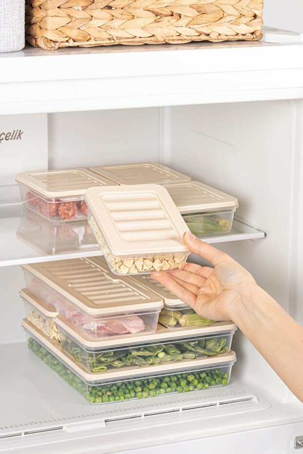 18'li Set Freshbox Mikrodalga Ve Difrize Uygun Saklama Kabı Krem