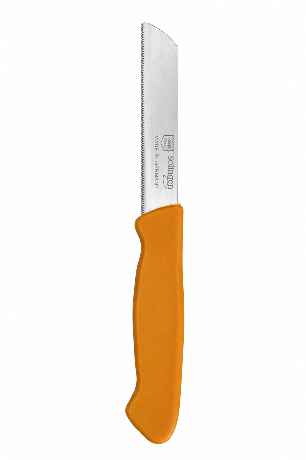 Klauf 3'lü Tırtıklı Bıçak, 18 cm, Paslanmaz Alman Çeliği, Ergonomik Sap, Meyve Bıçağı Mat Turuncu