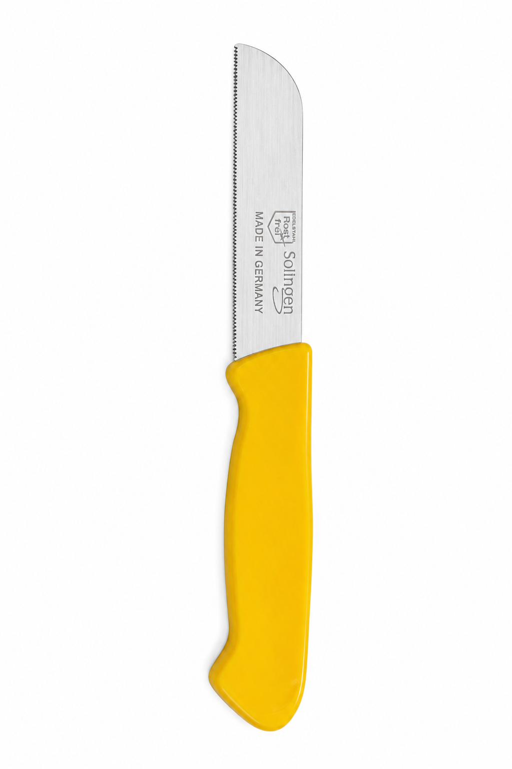 Klauf 3'lü Tırtıklı Bıçak, 18 cm, Paslanmaz Alman Çeliği, Ergonomik Sap, Meyve Bıçağı Parlak Sarı