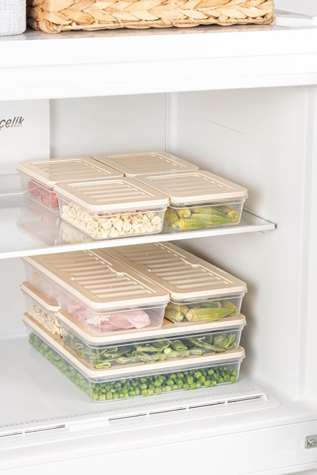 18'li Set Freshbox Mikrodalga Ve Difrize Uygun Saklama Kabı Krem