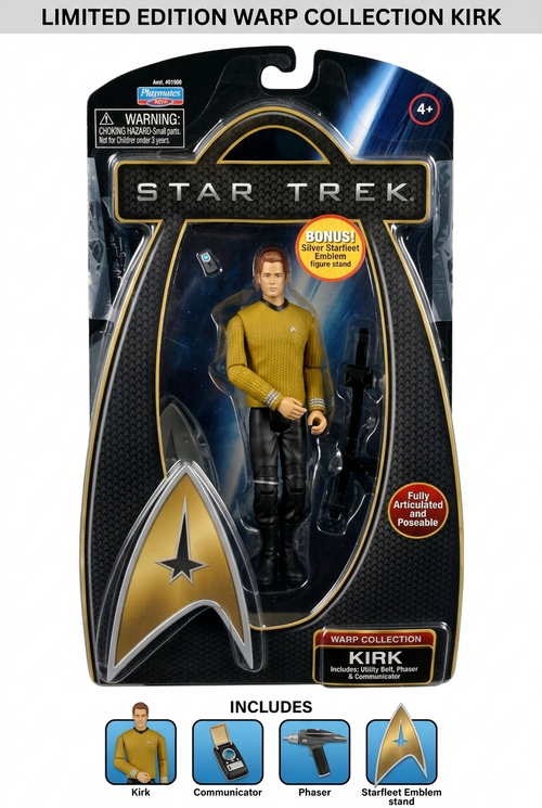 Star Trek Warp Collection Captain James T. Kirk Aksiyon Figürü | Playmates Toys | Tam Hareketli Koleksiyon Figürü