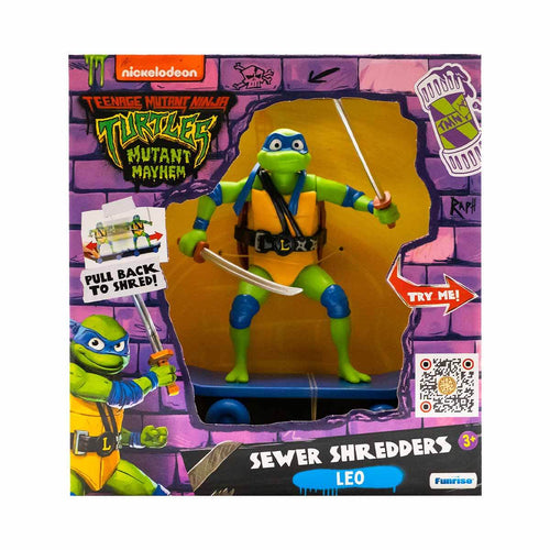 Teenage Mutant Ninja Turtles Mutant Mayhem Sewer Shredders LEO Figürü | Kaykaylı Çek Bırak Oyuncak 71055 (Kopya)