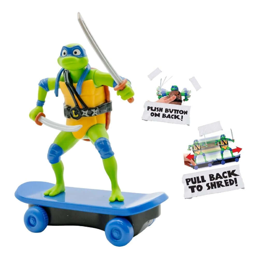 Teenage Mutant Ninja Turtles Mutant Mayhem Sewer Shredders LEO Figürü | Kaykaylı Çek Bırak Oyuncak 71055 (Kopya)