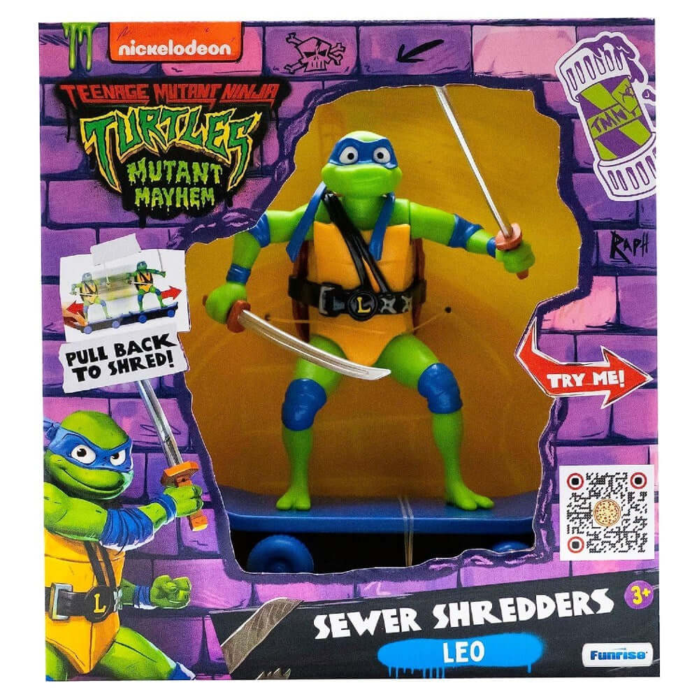 Teenage Mutant Ninja Turtles Mutant Mayhem Sewer Shredders LEO Figürü | Kaykaylı Çek Bırak Oyuncak 71055 (Kopya)