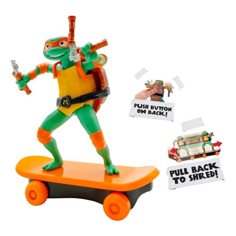 Teenage Mutant Ninja Turtles Mutant Mayhem Sewer Shredders MIKEY Figürü | Kaykaylı Çek Bırak Oyuncak 71055
