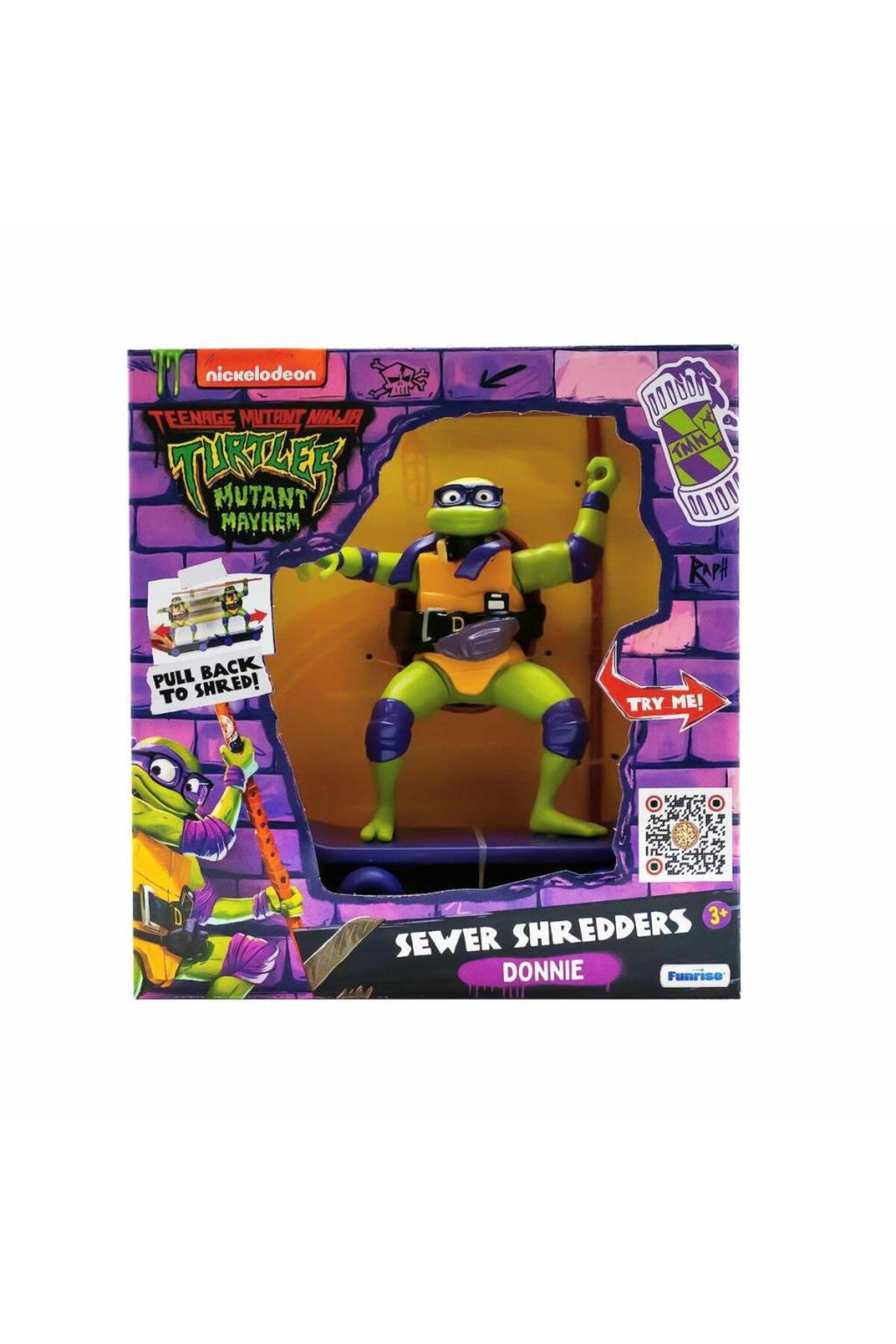 Teenage Mutant Ninja Turtles Mutant Mayhem Sewer Shredders DONNIE Figürü | Kaykaylı Çek Bırak Oyuncak 71055