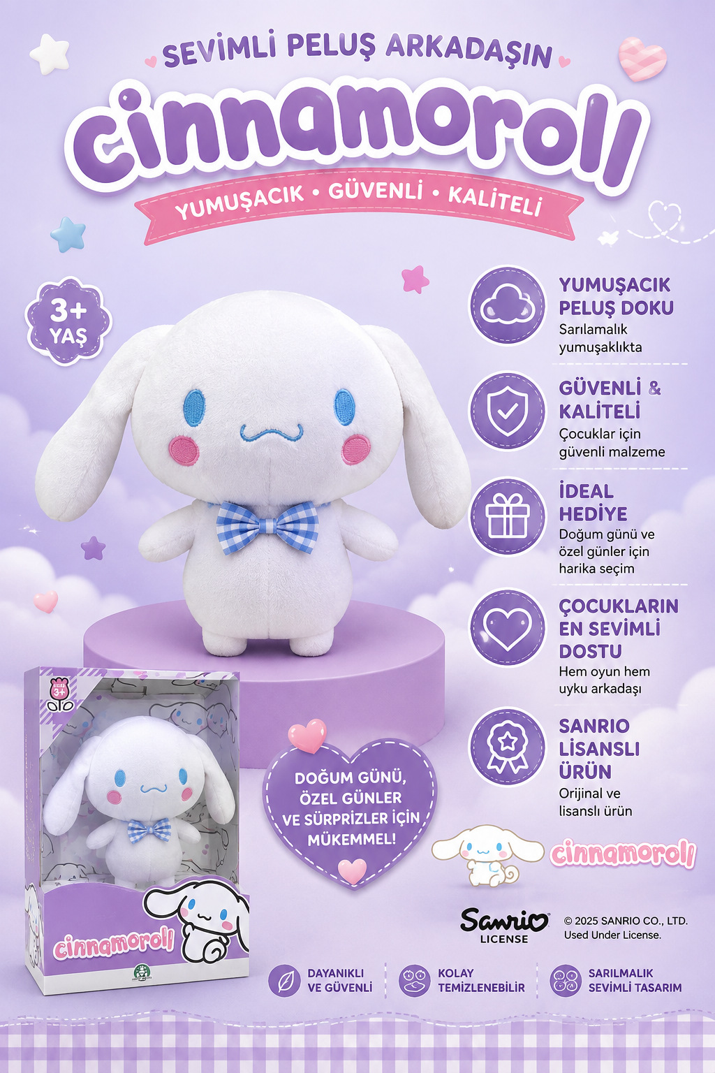 Sanrio Cinnamoroll Peluş Oyuncak 30 cm – Resmi Lisanslı HeadStart