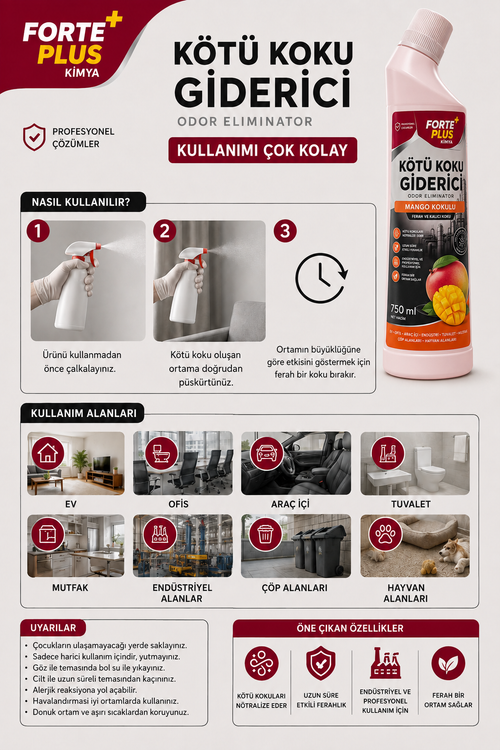 Forte Plus Kötü Koku Giderici 750 ml – Mango Kokulu Profesyonel Koku Nötrleyici