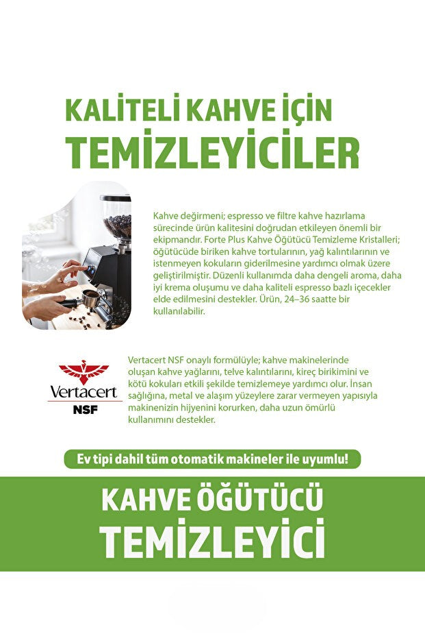 Forte Plus Kahve Öğütücü Temizleyici 15 g x 10 Paket | Coffee Grinder Cleaner | Otomatik Kahve Makineleri İçin