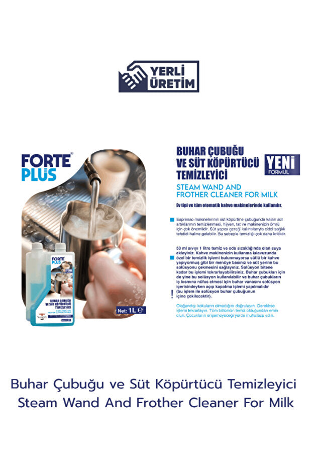 Forte Plus Buhar Çubuğu ve Süt Köpürtücü Temizleyici 1 L | Süt Sistemi ve Kahve Makinesi Temizleyici