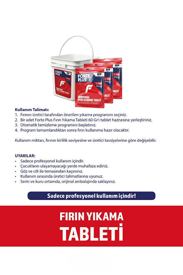 Forte Plus Endüstriyel Fırın Yıkama Tableti 60 g x 100 Adet | Profesyonel Fırın Temizleme Tableti