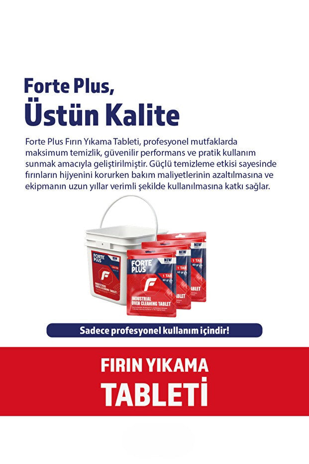 Forte Plus Endüstriyel Fırın Yıkama Tableti 60 g x 100 Adet | Profesyonel Fırın Temizleme Tableti