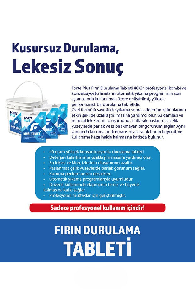 Forte Plus Fırın Durulama Tableti 40 Gr x 120 Adet | Profesyonel Rinse Tablet