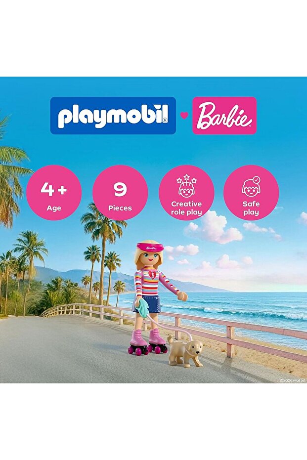 Playmobil Barbie Patenli Barbie ve Köpeği Taffy 72126 | 9 Parça Figür ve Aksesuar Seti