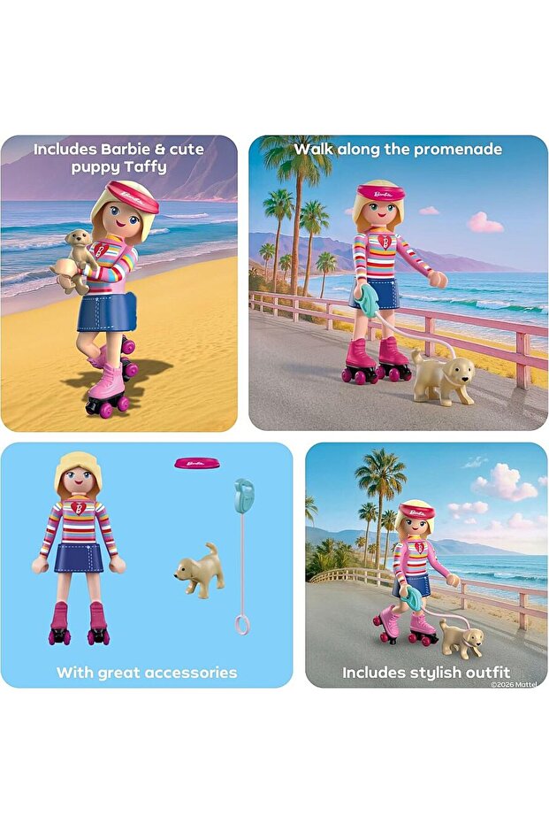 Playmobil Barbie Patenli Barbie ve Köpeği Taffy 72126 | 9 Parça Figür ve Aksesuar Seti