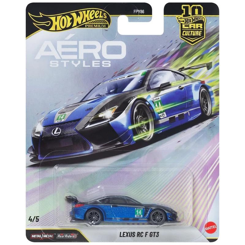 Hot Wheels Premium Car Culture Aéro Styles Lexus RC F GT3 Mavi #14 1:64 Model Araba | JKF35