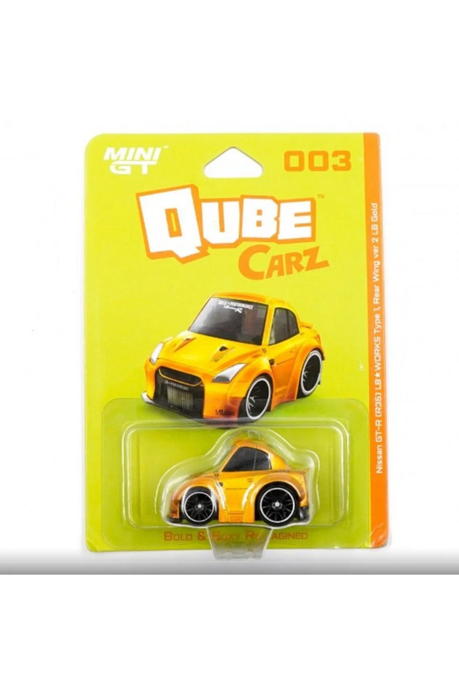 Mini GT Qube Carz Nissan GT-R R35 LB Works Type 1 LB Gold Altın Renk Model Araba | 003 Blister Paket