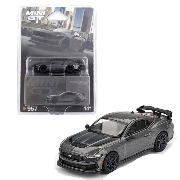 Mini GT Ford Mustang Dark Horse 2024 Carbonized Gray 1:64 Diecast Model Araba | MGT00957-BL