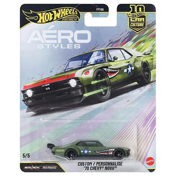 Hot Wheels Premium Car Culture Aéro Styles Custom ’70 Chevy Nova Haki Yeşil 1:64 Model Araba | JKF37