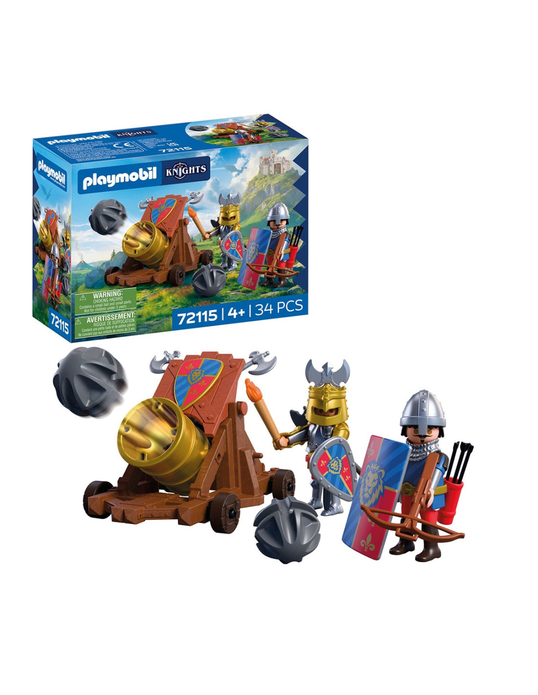 Playmobil Knights Lion Knights with Battle Cannon 72115 | 34 Parça Aslan Şövalyeleri Savaş Topu ve Figür Oyun Seti