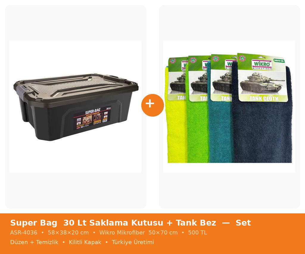 Super Bag 20 Lt Saklama Kutusu + Wikro Tank Bezi