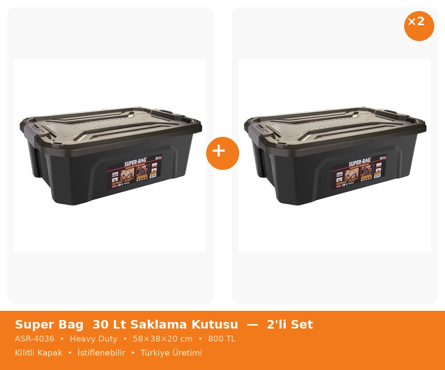 30 Lt 2'li SET ASR-4036 Super Bag Saklama Kutusu