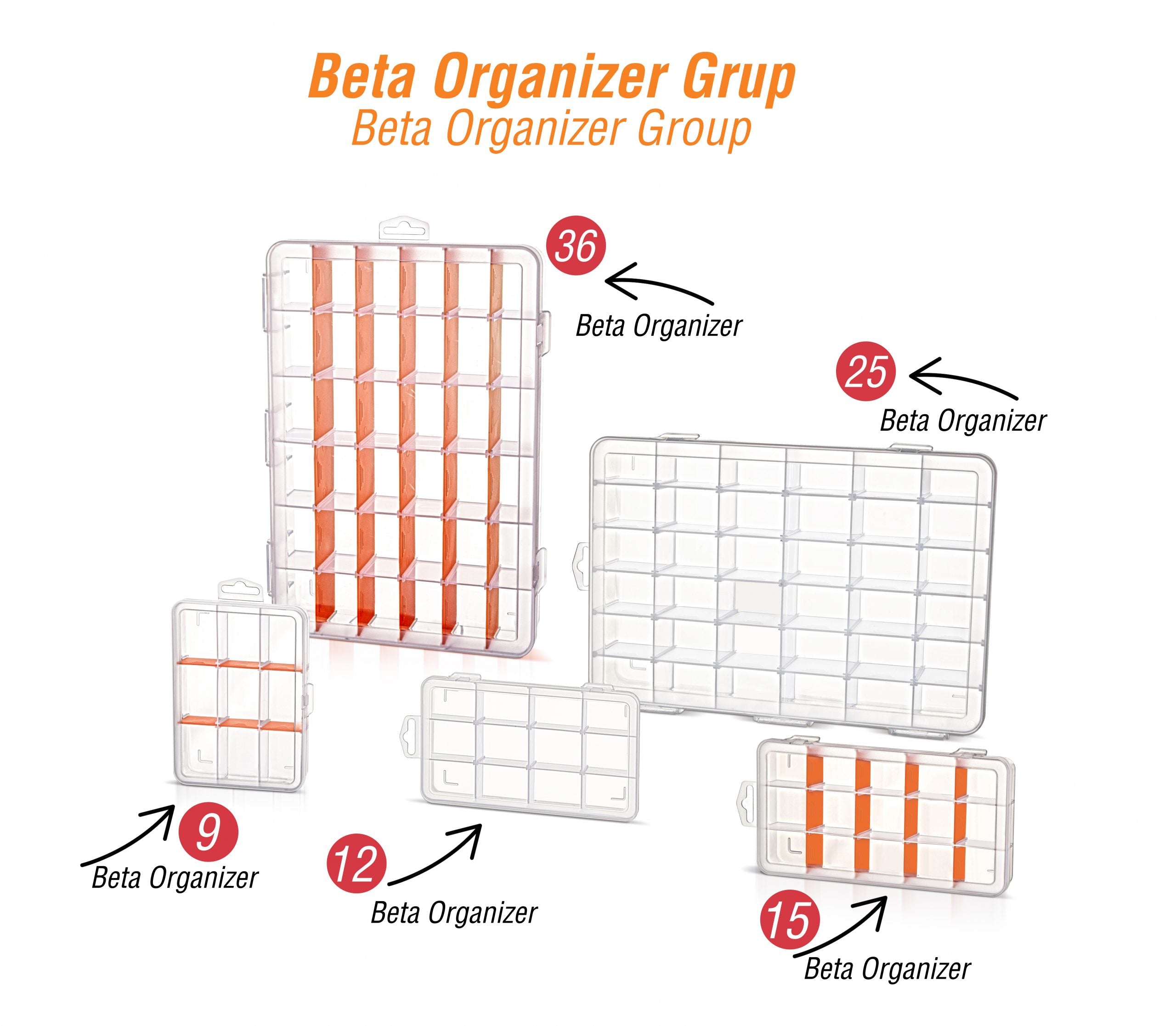 Beta Organizer 36 - Şeffaf 36 Bölmeli Organizer (ASR-5049)